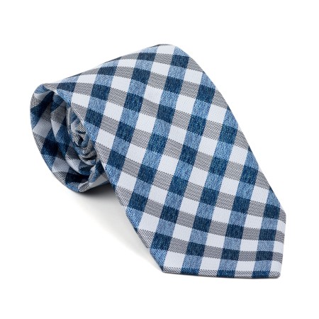Navy Blue Neat Check Tie
