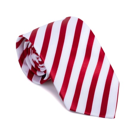 Red and White Stripe Football Tie #AB-T1019/4 ##LS
