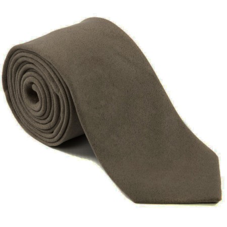 Taupe Suede Effect Plain Tie ##LS