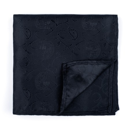 Black on Black Budding Paisley Pocket Square