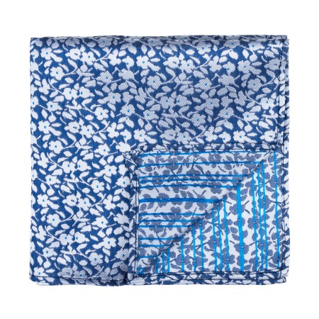 Navy Blue Ditsy Floral Pocket Square