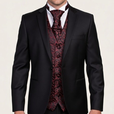 Wine on Black Royal Swirl Waistcoat #AB-WWA1001/10 