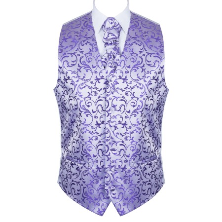 Purple Swirl Leaf Wedding Waistcoat Abel & Burke