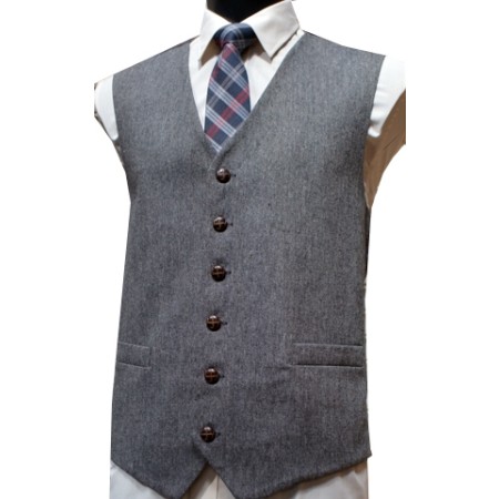 Grey Donegal-Style Tweed Waistcoat #W100/1-Men's M - 36'' to 38''