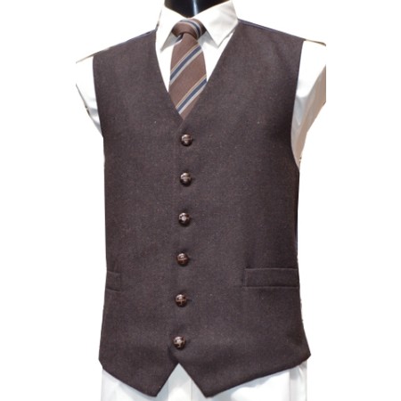 Grey Herringbone Tweed Waistcoat #W101/3-Men's M - 36'' to 38''