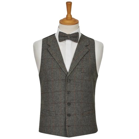 Grey Herringbone Tweed Tailored Waistcoat #WW112/1