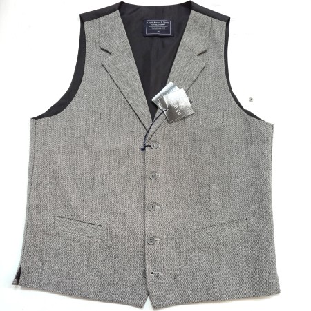 Grey Herringbone Tweed Tailored Waistcoat Medium 38'' #WW115/1