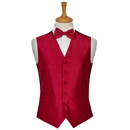 Fuchsia Shantung Wedding Waistcoat #WW1867/3-Men's XL - 44'' to 46''