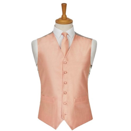 Peach Shantung Wedding Waistcoat #WW1867A/1