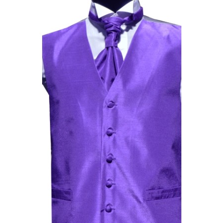 Violet Shantung Wedding Waistcoat #WW1867/6-Men's XL - 44'' to 46''