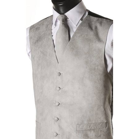 Grey Suede Effect Waistcoat #WW1869/2-Men's M - 36'' to 38''