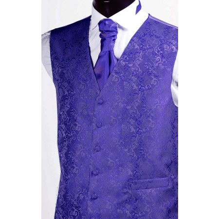 Purple Satin Embroidered Wedding Waistcoat #WW1872/6-Boy's M - 25'' to 27'' ---DISCONTINUED, LAST STOCK!---