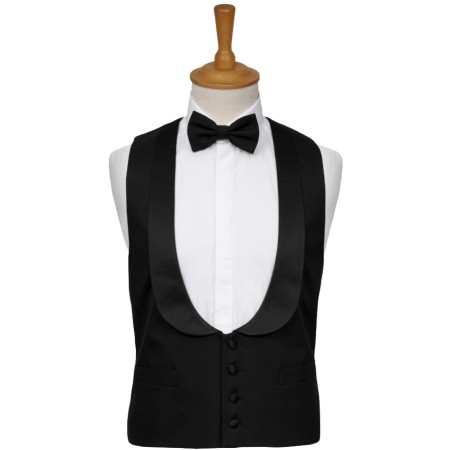 Black Scoop Neck Shawl Tuxedo Waistcoat, Regular Fit #WW6103/1