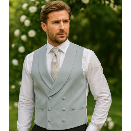 Sage Green Double-Breasted Fine Wool Formal Waistcoat #WW802/2