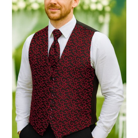 Wine on Black Royal Swirl Waistcoat #AB-WWA1001/10 