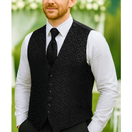 Black on Black Royal Swirl Waistcoat #AB-WWA1001/8 ##LS