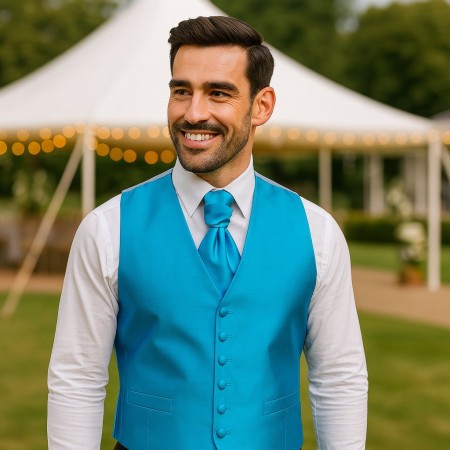 Crystal Teal Shantung Wedding Waistcoat #AB-WWB1005/2 ##LS