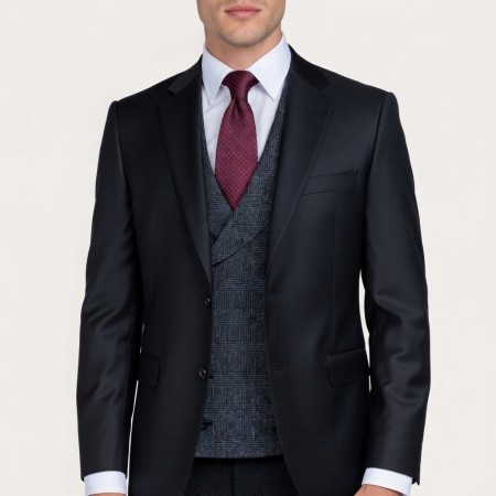 Charcoal Double Breasted 100% Wool Shawl Waistcoat #AB-WWC1008/1 