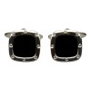 Silver Port Hole Rhodium Plated Cufflinks #90-0202