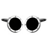 Silver Port Hole Rhodium Plated Cufflinks #90-0206