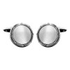 Silver Port Hole Rhodium Plated Cufflinks #90-0207