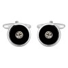 Round Black with Crystal Cufflinks