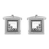 Silver Moving Crystals Rhodium Plated Cufflinks #90-1180