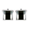 Silver Mother of Pearl & Onyx Rhodium Plated Cufflinks #90-1202