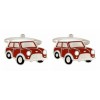 Red Mini Car Rhodium Plated Cufflinks #90-1208
