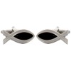 Silver Fish Rhodium Plated Cufflinks #90-1264