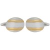 Silver Oval Curved Gold and Rhodium Plated Cufflinks #90-1305