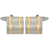 Silver Square Curved Gold and Rhodium Plated Cufflinks #90-1306