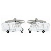 White Caravan Rhodium Plated Cufflinks #90-1344