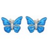 Blue Butterfly Rhodium Plated Cufflinks #90-1398 #Discontinued