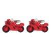 Red Motor Bike Rhodium Plated Cufflinks #90-1460