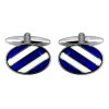 Blue Diagonal Rhodium Plated Cufflinks #90-1516