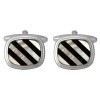 Silver Mother of Pearl & Onyx Rhodium Plated Cufflinks #90-2004