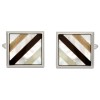 Silver Mother of Pearl & Onyx Rhodium Plated Cufflinks #90-2025