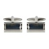 Silver Shiny & Brushed Rectangle Rhodium Plated Cufflinks #90-2215