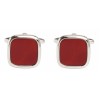 Silver Cornelian Cushion Rhodium Plated Cufflinks #90-240 #Discontinued