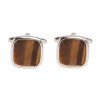 Silver Tigers Eye Cushion Rhodium Plated Cufflinks #90-247