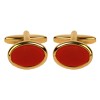 Silver Cornelian Oval Gold Plated Cufflinks #90-250