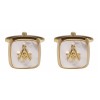 Gold Mother of Pearl Masonic Gold Plated Cufflinks #90-2823