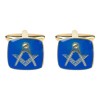 Blue Masonic Cushion Gold Plated Cufflinks #90-2826