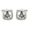 Silver Mother of Pearl Masonic Cushion Rhodium Plated Cufflinks #90-2835