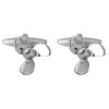 Silver Ships Propeller Rhodium Plated Cufflinks #90-5234