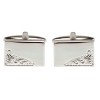 Silver Engraved Leaf Rhodium Plated Cufflinks #90-9008