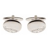 Silver Engraved Leaf Rhodium Plated Cufflinks #90-9009