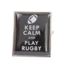 Black Keep Calm and Play Rugby Cufflinks #90-1543