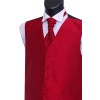 Red Shantung Wedding Waistcoat #WW1865/3-Boy's L - 28'' to 30''